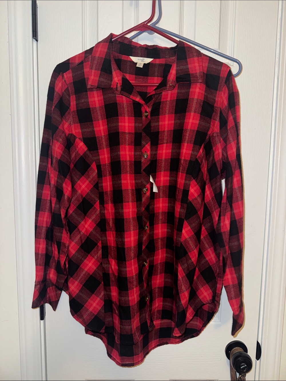 Terra & Sky Red and Black Plaid Shirt
